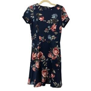 Love..Ady Floral Cap Sleeve Flounce Mini Dress Womens M Fit Flare Casual